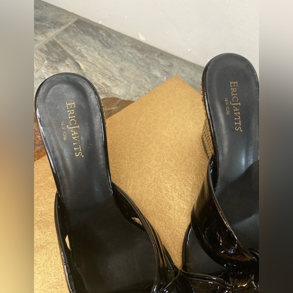 Eric Javits~Real Patent Leather Knotted Slip-On Wedge Sandals~Size 9 1/2 M - Picture 3 of 13
